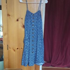 Blue Floral Button-Down Dress